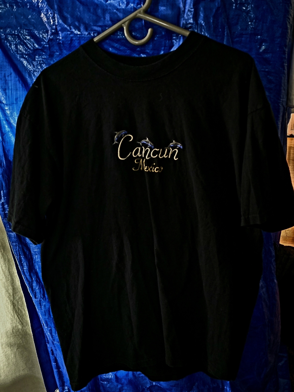 Cancun Mexico Embroidered Black Men's Short Sleeve Tee